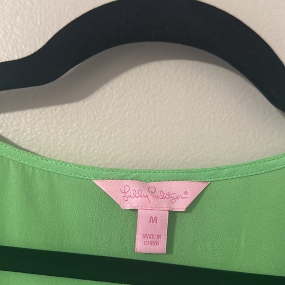 Lilly Pulitzer Womens New Green Carlina Silk Tank Top Scalloped Sz Medium Preppy - Picture 6 of 9
